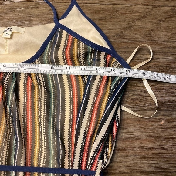 Ya Los Angeles Dress Size L Multicolor Stripe Maxi Cotton Spaghetti Strap Summer - Picture 7 of 7